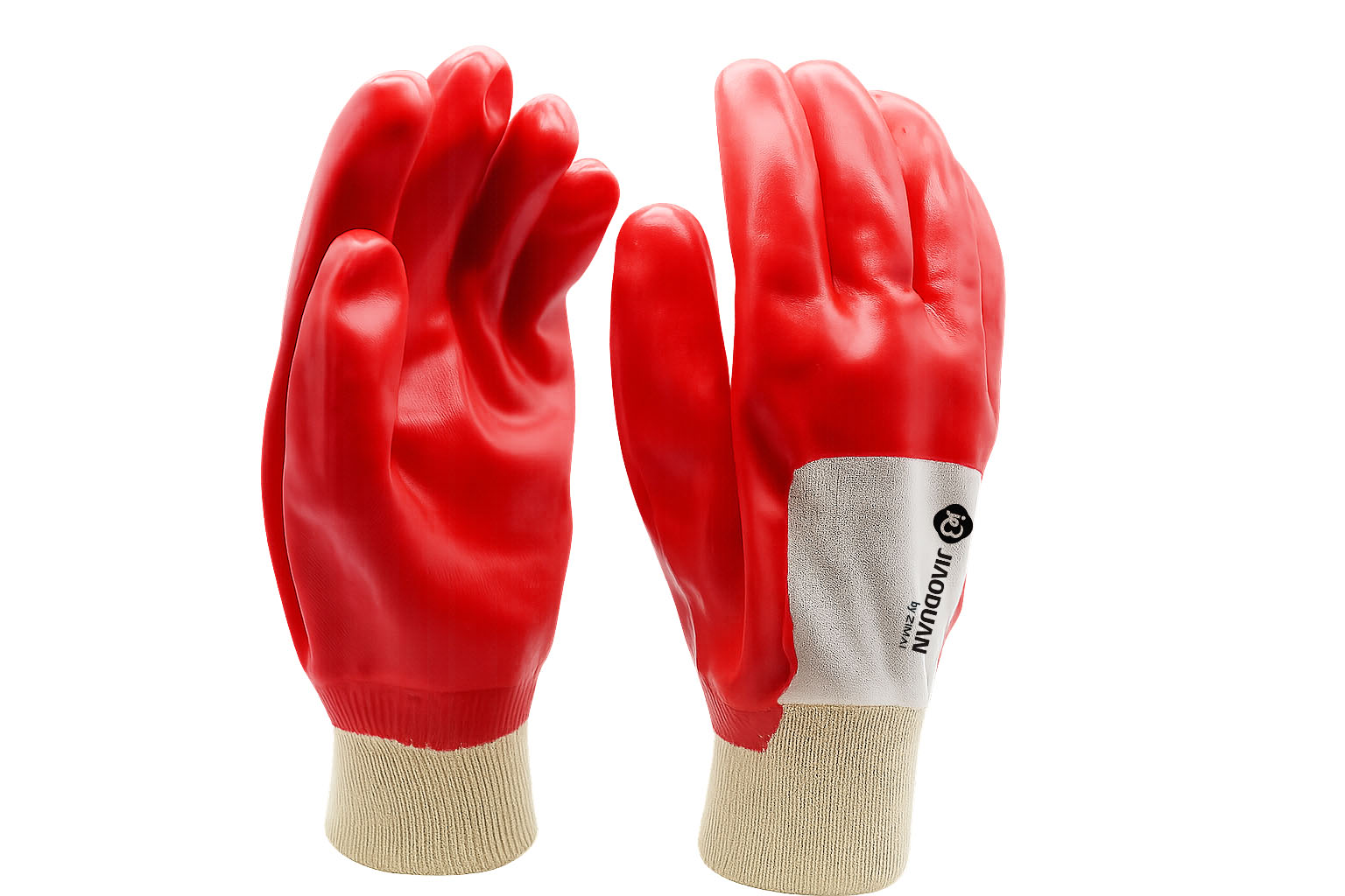 32100 قفازات مطلية بالبلاستيك الأحمر ذات لمسة نهائية ناعمة